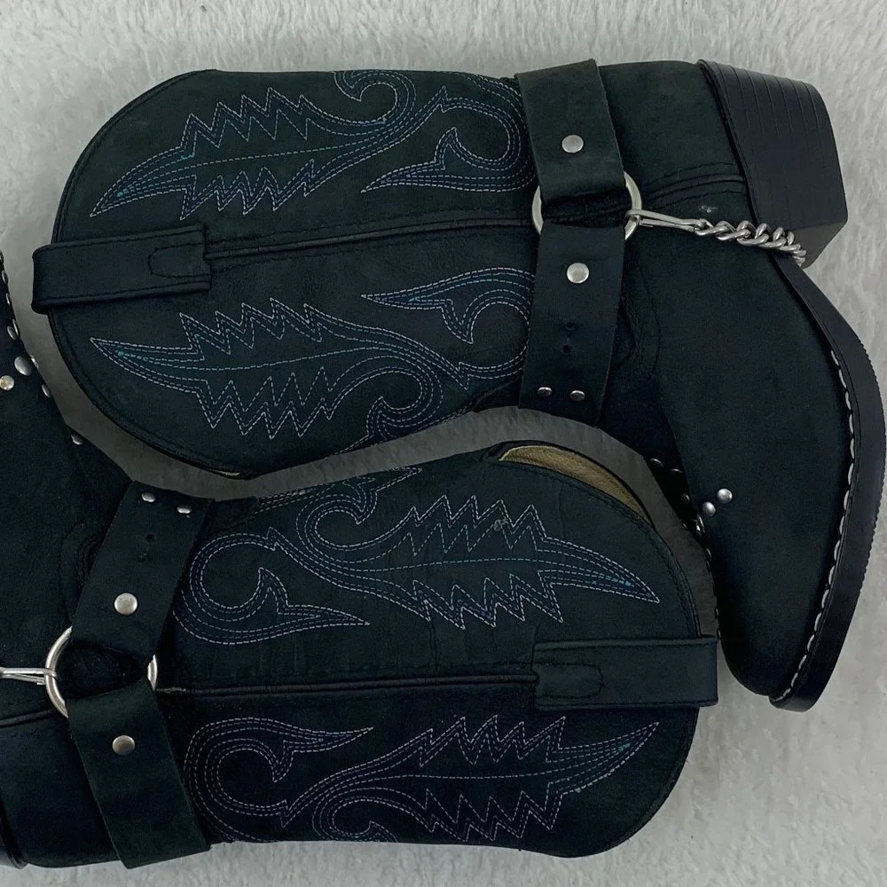 Smokey Mountain Embellished Black with Blue Cowgirl Boots Sz 13.5 - Picture 9 of 12